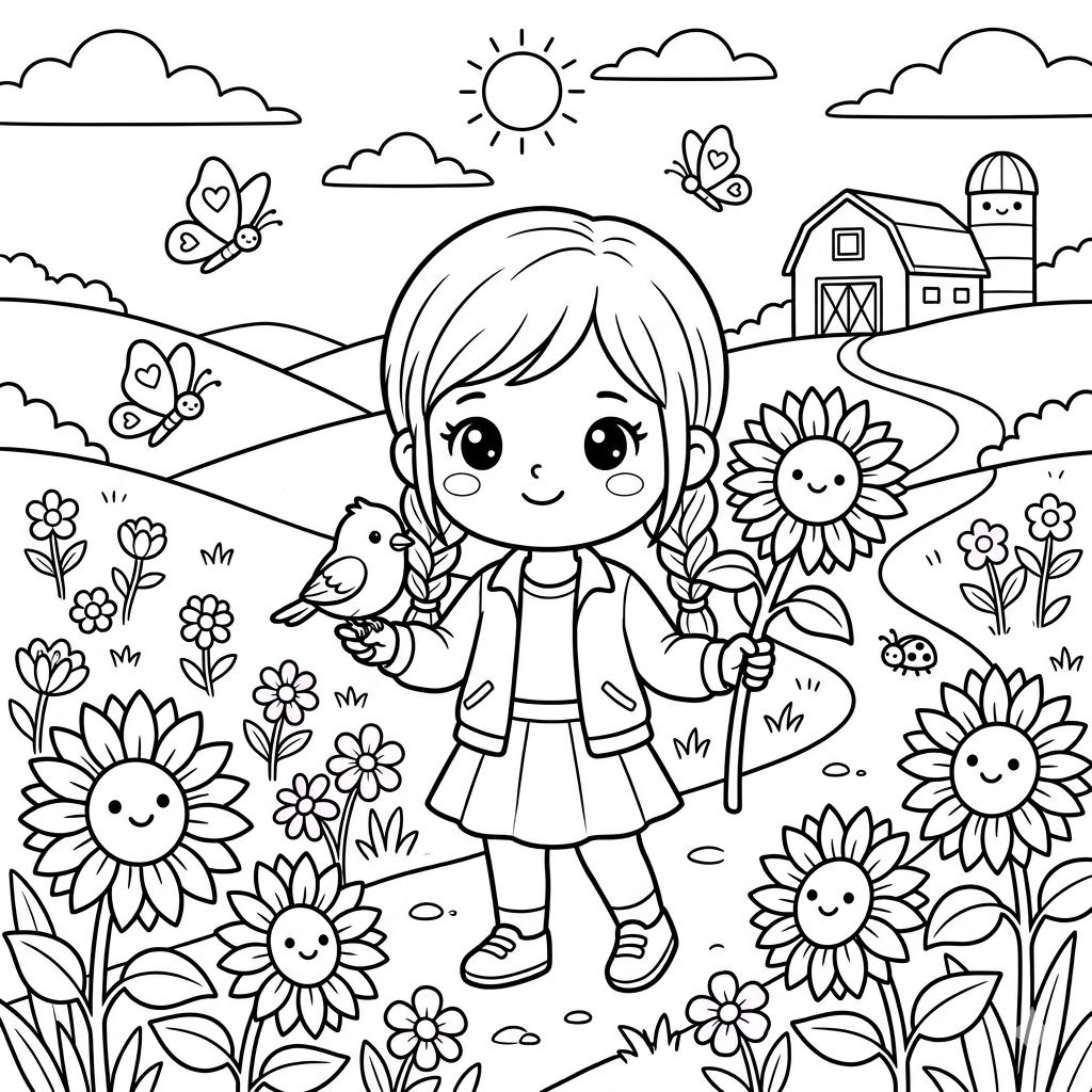 Doodle campo de girasoles