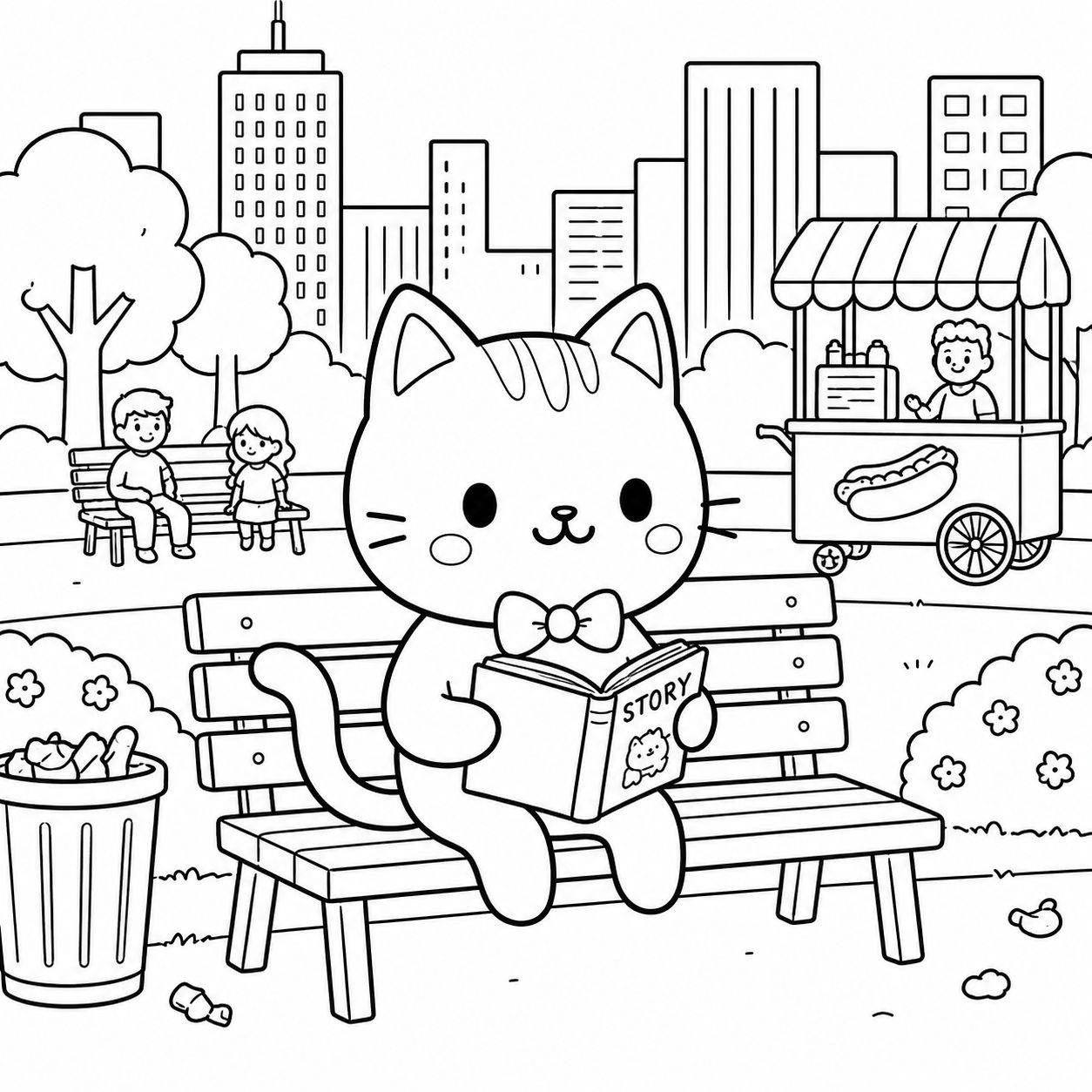 Doodle gato en el parque